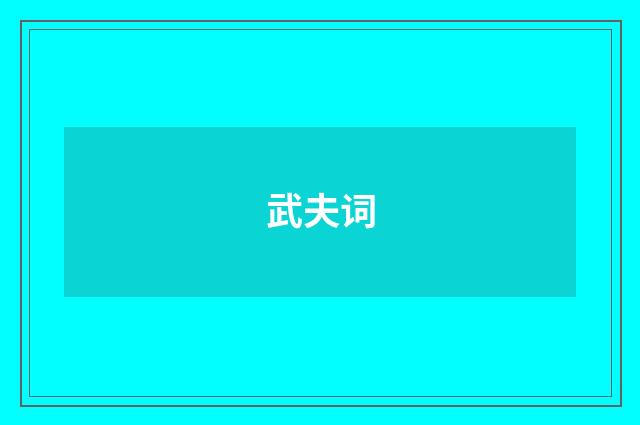 武夫词