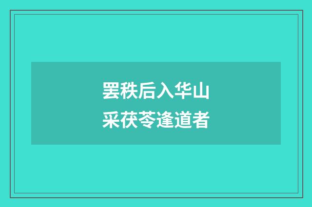 罢秩后入华山采茯苓逢道者