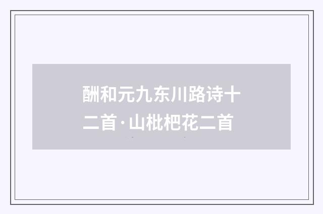 酬和元九东川路诗十二首·山枇杷花二首
