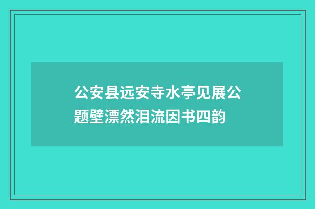 公安县远安寺水亭见展公题壁漂然泪流因书四韵