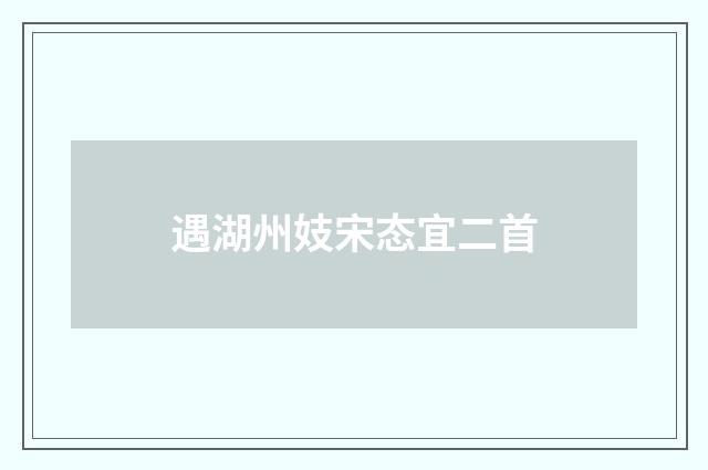 遇湖州妓宋态宜二首
