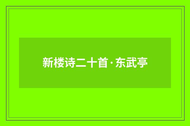 新楼诗二十首·东武亭
