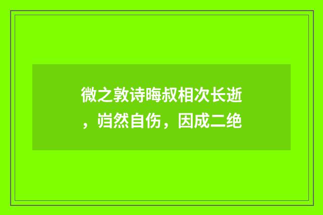 微之敦诗晦叔相次长逝，岿然自伤，因成二绝