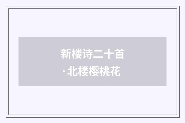 新楼诗二十首·北楼樱桃花
