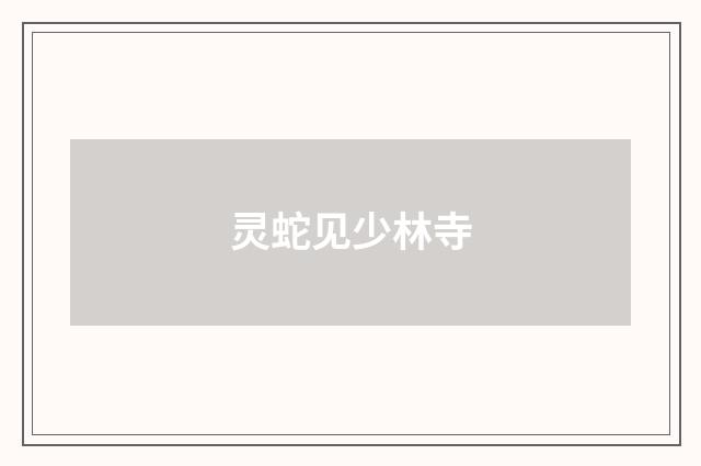 灵蛇见少林寺