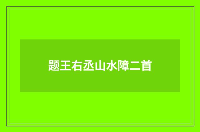 题王右丞山水障二首