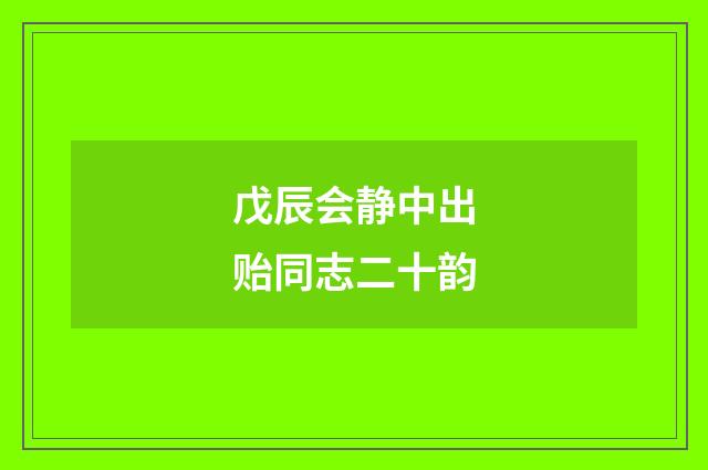 戊辰会静中出贻同志二十韵