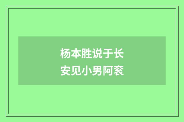 杨本胜说于长安见小男阿衮