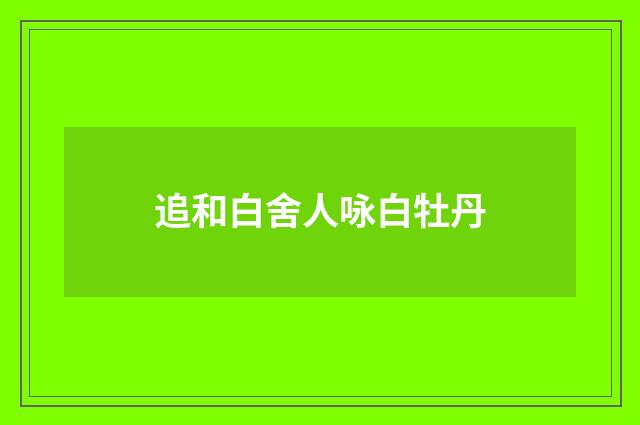 追和白舍人咏白牡丹