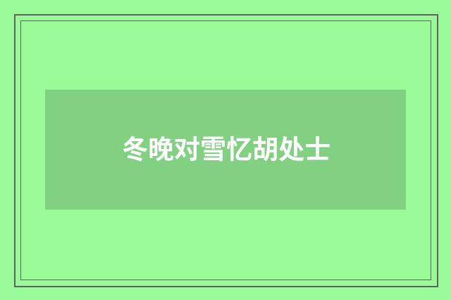 冬晚对雪忆胡处士