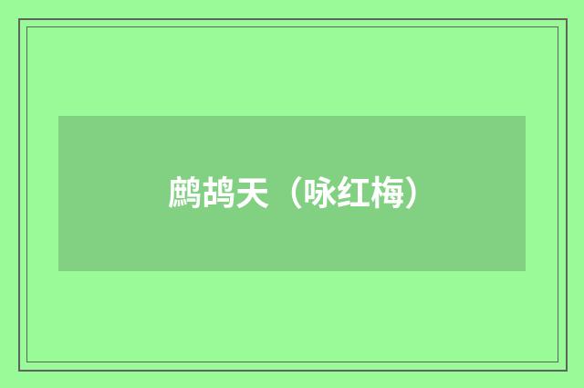 鹧鸪天（咏红梅）