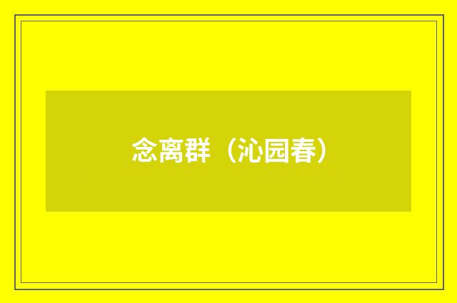 念离群（沁园春）