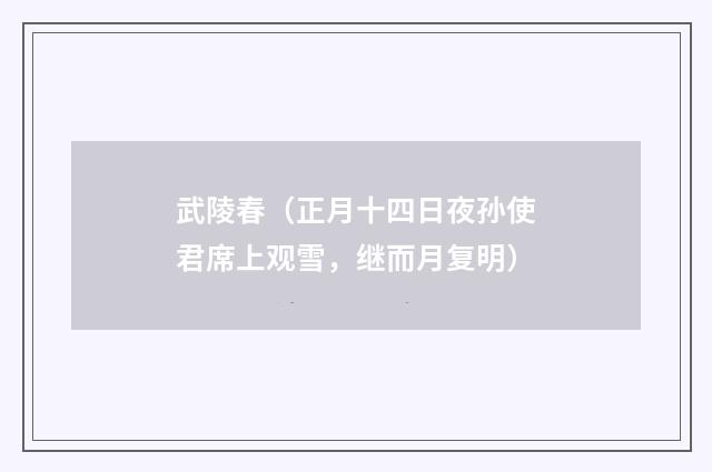 武陵春（正月十四日夜孙使君席上观雪，继而月复明）