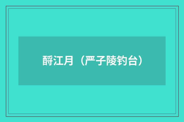 酹江月（严子陵钓台）