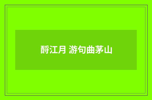 酹江月 游句曲茅山