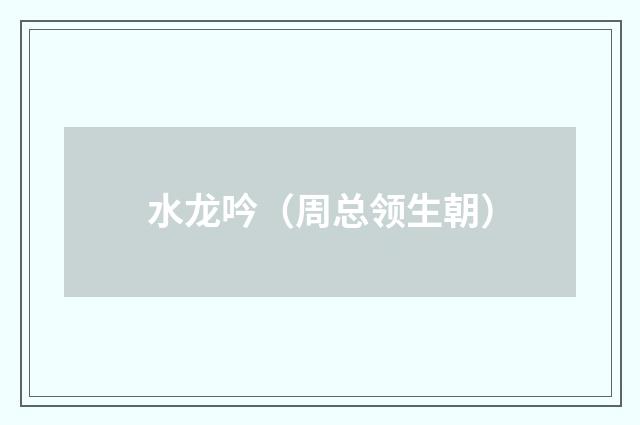 水龙吟（周总领生朝）