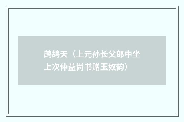 鹧鸪天（上元孙长父郎中坐上次仲益尚书赠玉奴韵）