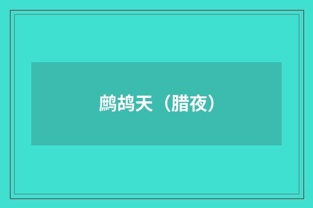 鹧鸪天（腊夜）