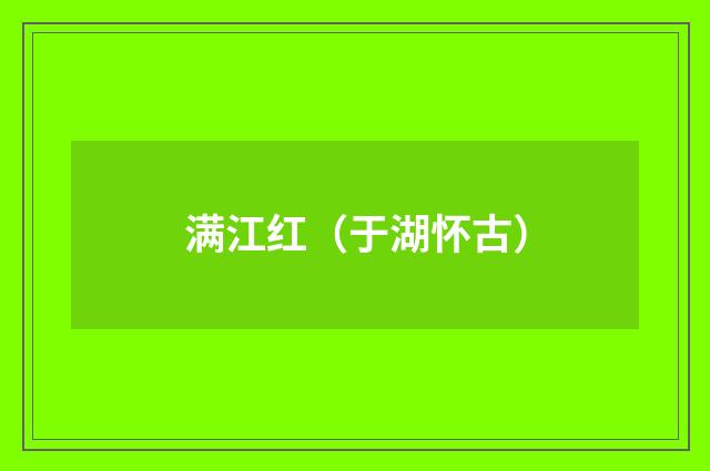 满江红（于湖怀古）