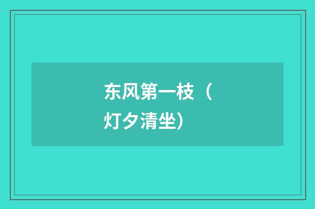 东风第一枝（灯夕清坐）