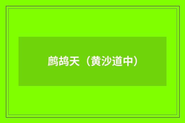 鹧鸪天（黄沙道中）