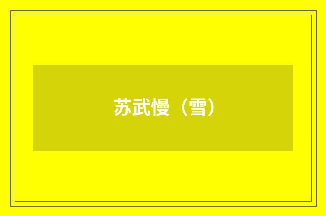 苏武慢（雪）