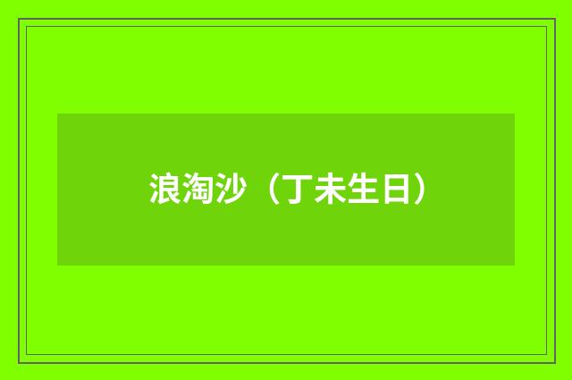 浪淘沙（丁未生日）