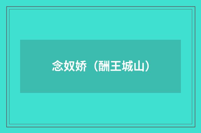 念奴娇（酬王城山）