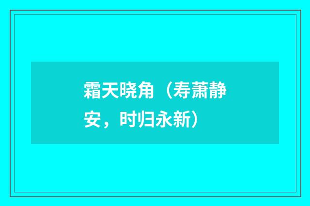霜天晓角（寿萧静安，时归永新）