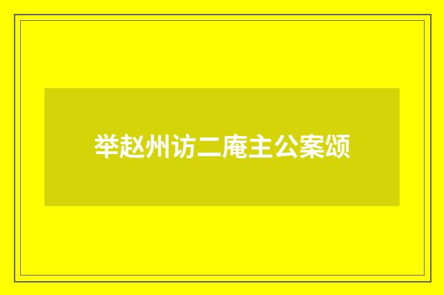 举赵州访二庵主公案颂