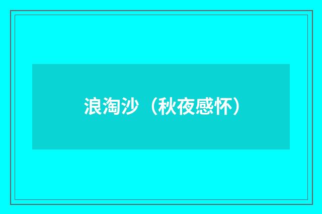 浪淘沙（秋夜感怀）