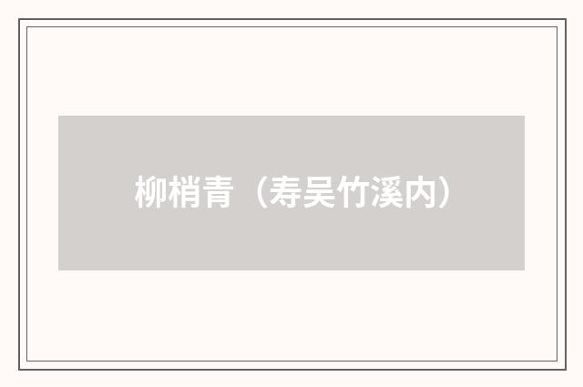 柳梢青（寿吴竹溪内）