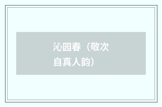 沁园春（敬次自真人韵）
