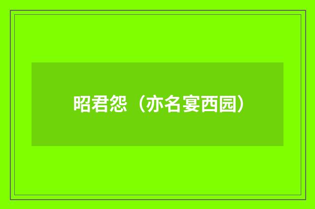 昭君怨（亦名宴西园）