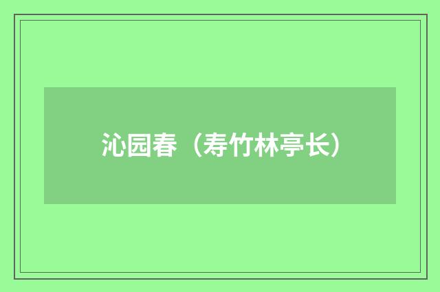 沁园春（寿竹林亭长）