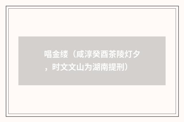 唱金缕（咸淳癸酉茶陵灯夕，时文文山为湖南提刑）