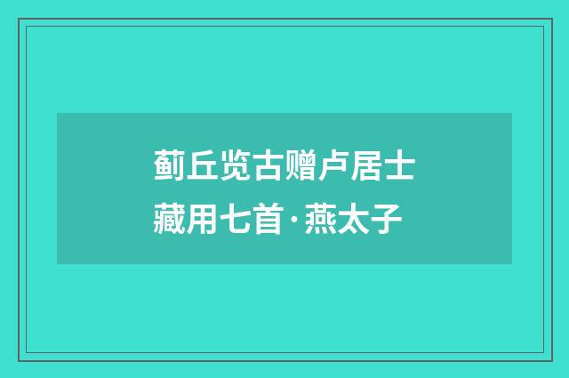 蓟丘览古赠卢居士藏用七首·燕太子