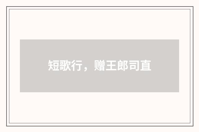 短歌行，赠王郎司直