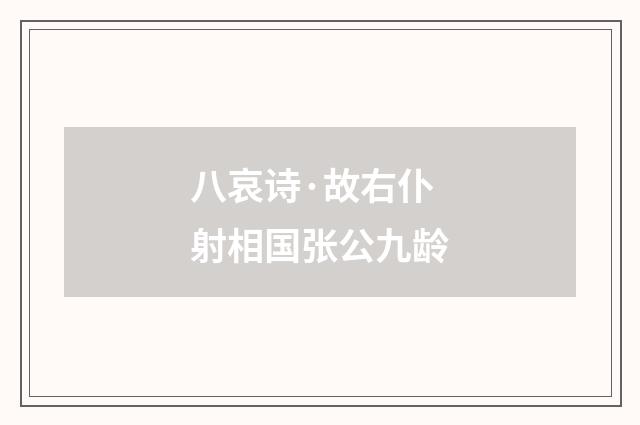 八哀诗·故右仆射相国张公九龄