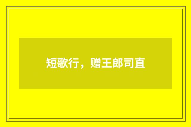 短歌行，赠王郎司直