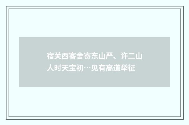 宿关西客舍寄东山严、许二山人时天宝初…见有高道举征