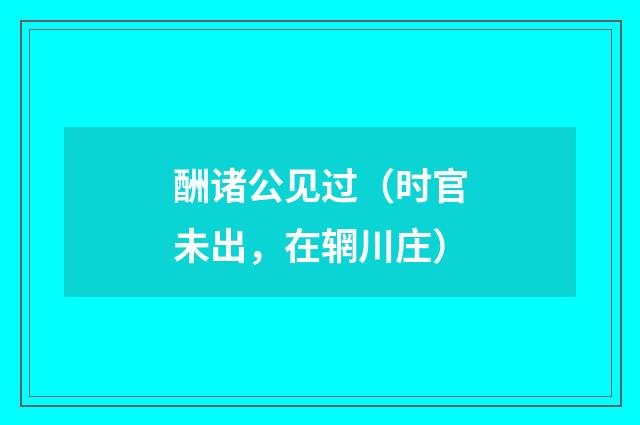 酬诸公见过（时官未出，在辋川庄）