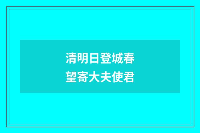 清明日登城春望寄大夫使君