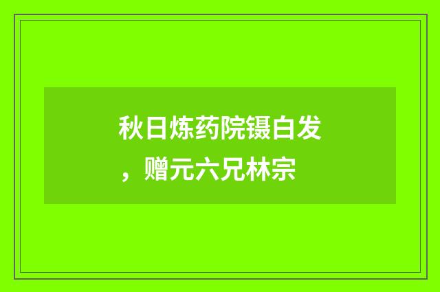 秋日炼药院镊白发，赠元六兄林宗