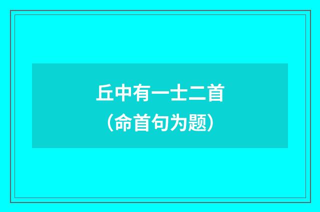 丘中有一士二首（命首句为题）