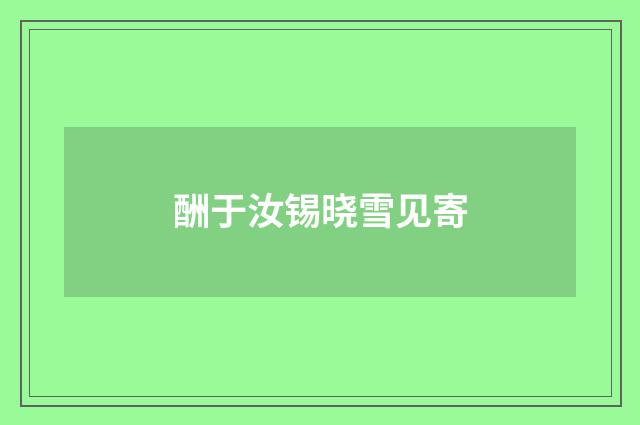 酬于汝锡晓雪见寄