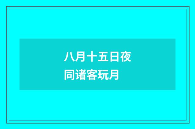 八月十五日夜同诸客玩月