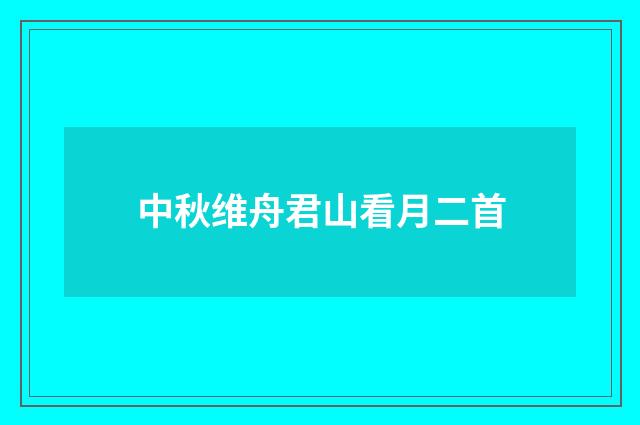 中秋维舟君山看月二首