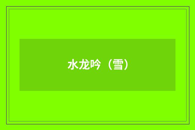 水龙吟（雪）