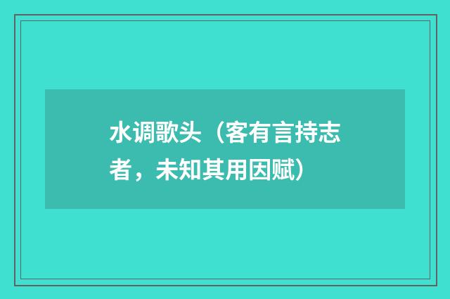 水调歌头（客有言持志者，未知其用因赋）